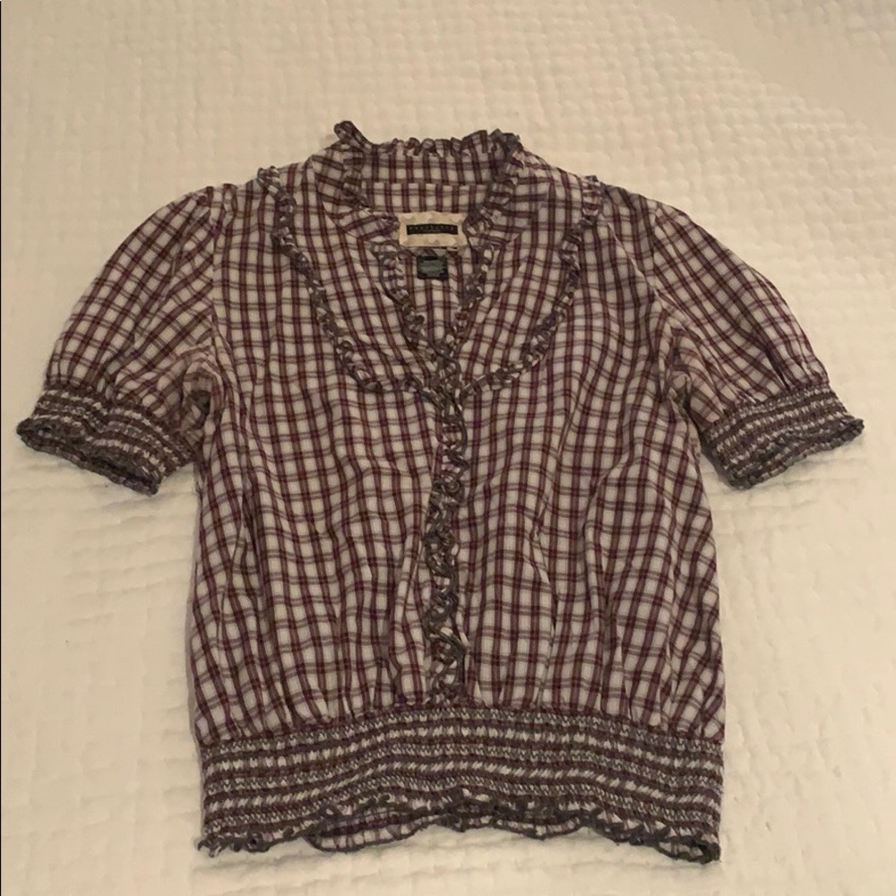 Anthropologie • Sanctuary Red Plaid Blouse, Size Large